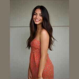 MINUET Red Heart Chiffon Pleated Bodice Sweetheart Neck Strapless Mini Dress S